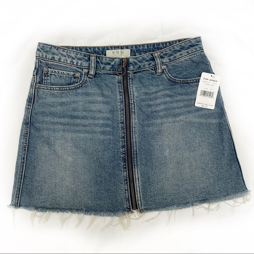 FREE PEOPLE COPPER BLUE FULL ZIP SKIRT